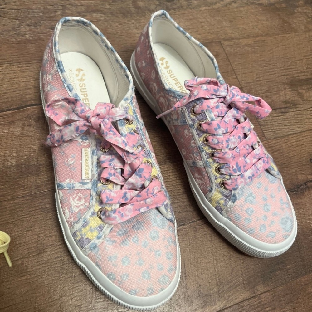 Loveshackfancy x Superga Pink Multicolor Floral Lace-Up Sneakers